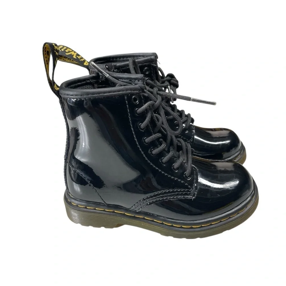 Dr. Martens 1460 Black Patent Leather Lace-Up Boots Toddler US Size 8